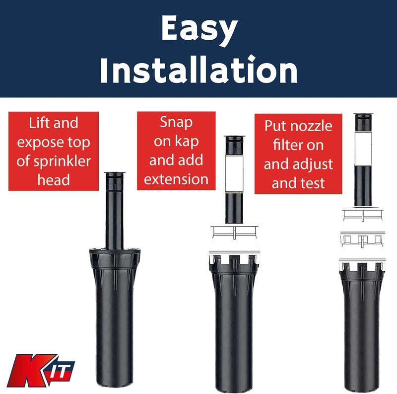 KIT 1.5 Inch Pop-Up Riser Extension 2 Pack, No-Dig Stackable Irrigation Height Adapter, Tool-Free Lift Solution for Lawn Systems, Universal Sprinkler Component, Black Plastic - Image 4